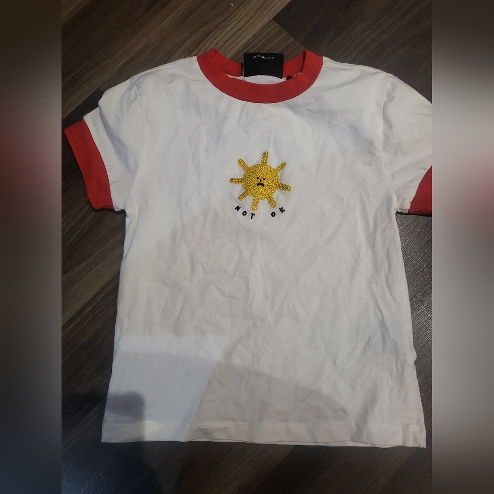 Lazy Oaf Red and White Short Sleeve Tee
